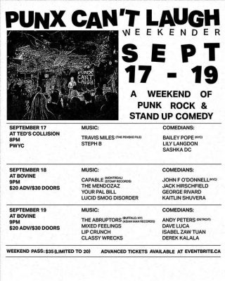 Sep 19 '26 - Toronto — Lip Crunch abrupting in Toronto! @ Bovine Sex Club