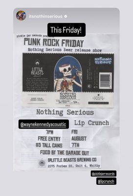 Aug 07 '26 - Whitby — Punk Night at Little Beasts @ Little Beasts Brewing